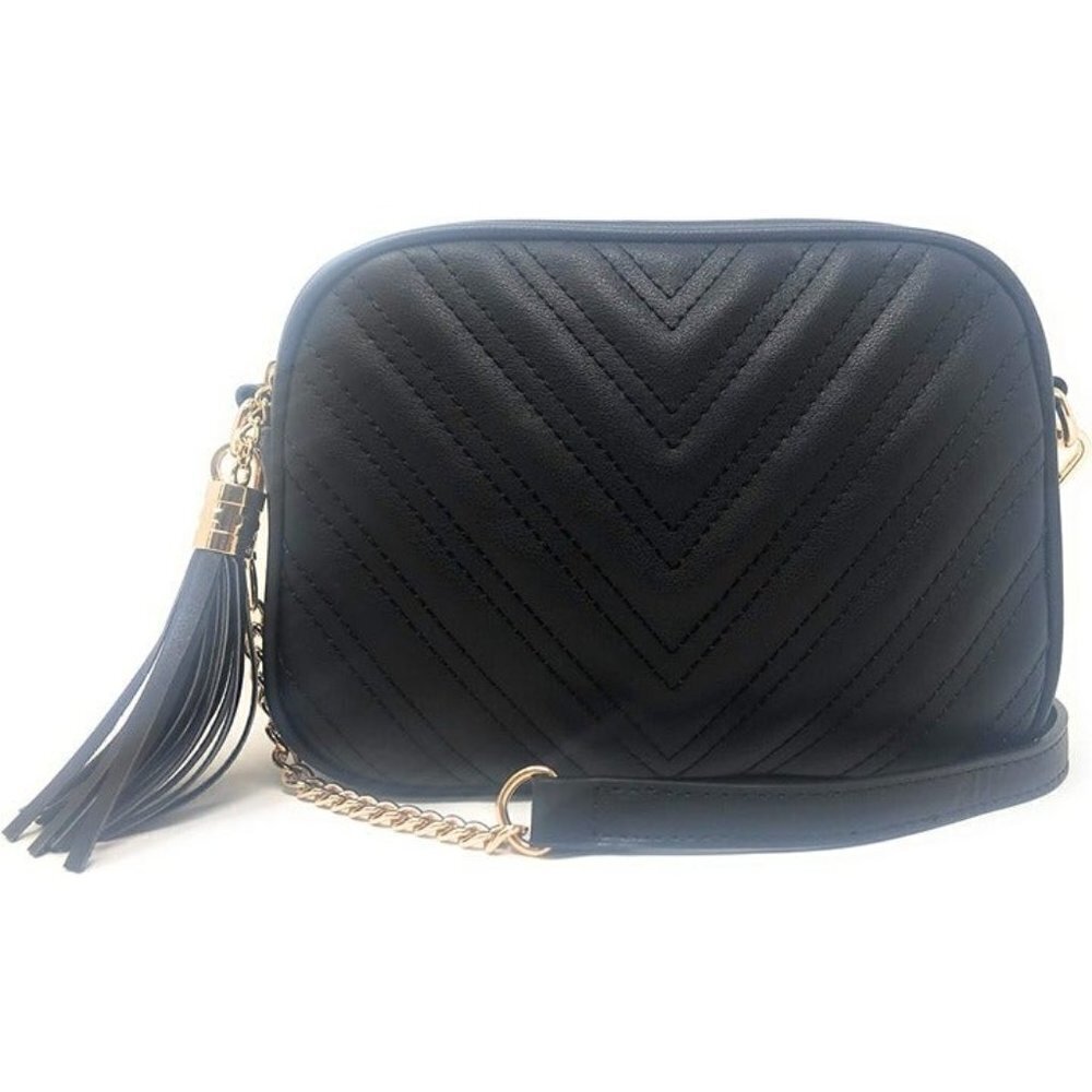 New Quilted Black Crossbody Bag Trendy Design Shoulder Purse - Picture 3 of 5
